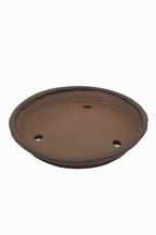 Large Naban Unglazed Japanese Bonsai Pot by Suzuki Suzan – Decorative Rim, Smooth Texture, Chop Mark