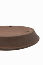 Large Naban Unglazed Japanese Bonsai Pot by Suzuki Suzan – Decorative Rim, Smooth Texture, Chop Mark