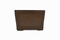 Large Square Unglazed Japanese Bonsai Pot – Suzuki Suzan Kiln, Hand Carved Windows, Incised Corners, Thin Walls, Solid Block Clay, Chop Mark