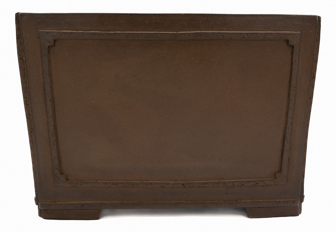 Suzuki Suzan Hand Carved Square Unglazed Bonsai Pot 16"