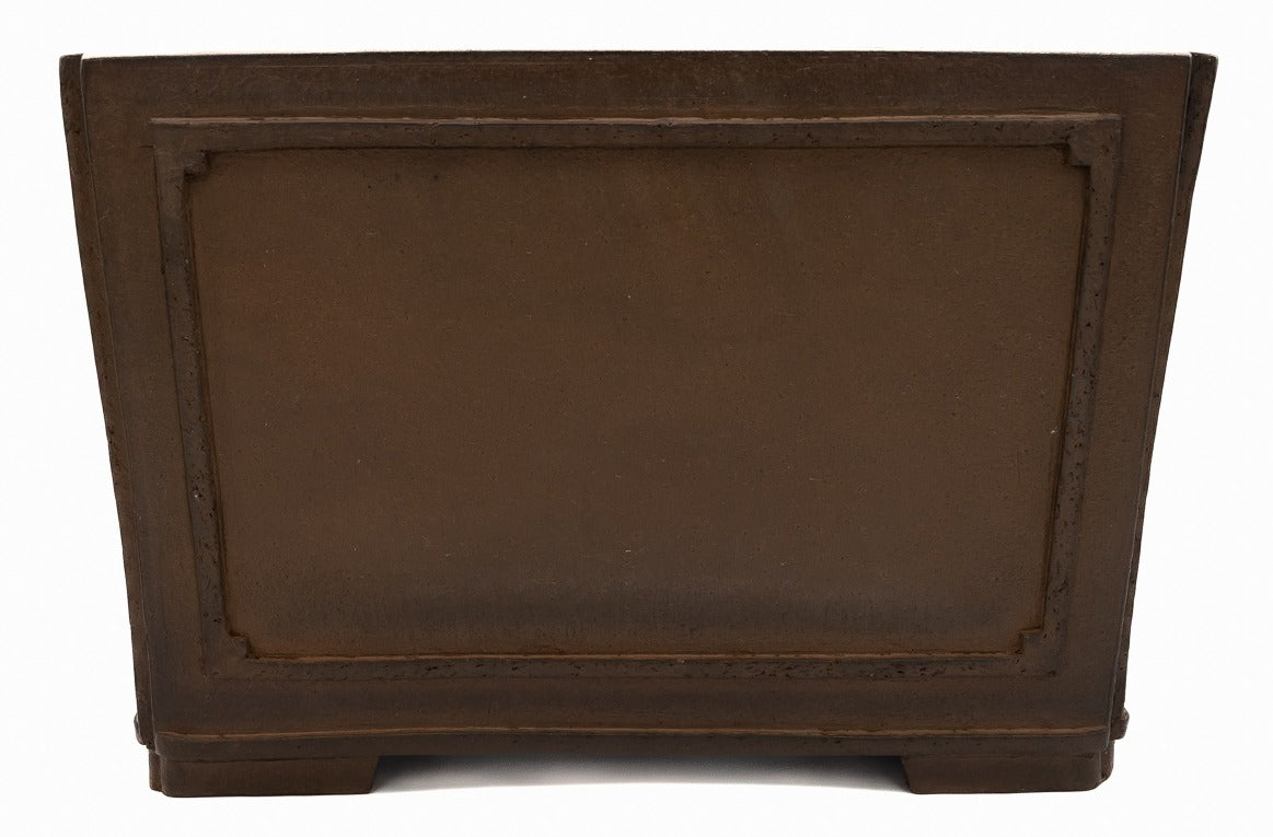 Suzuki Suzan Hand Carved Square Unglazed Bonsai Pot 16"