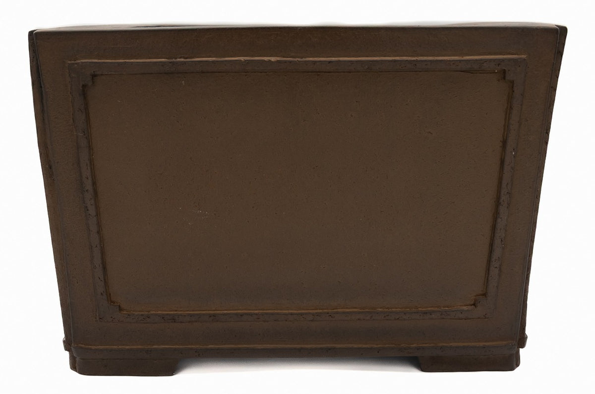 Suzuki Suzan Hand Carved Square Unglazed Bonsai Pot 16"