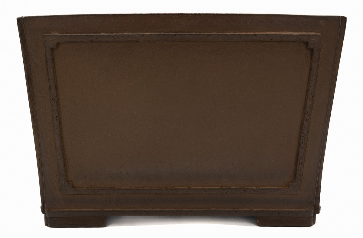 Suzuki Suzan Hand Carved Square Unglazed Bonsai Pot 16"