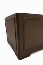 Large Square Unglazed Japanese Bonsai Pot – Suzuki Suzan Kiln, Hand Carved Windows, Incised Corners, Thin Walls, Solid Block Clay, Chop Mark