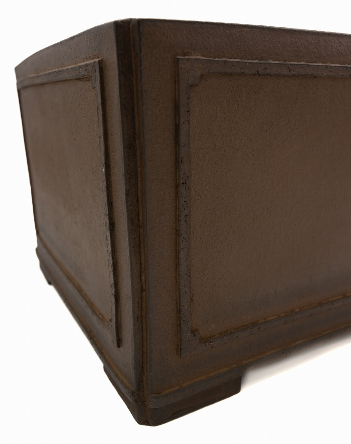 Suzuki Suzan Hand Carved Square Unglazed Bonsai Pot 16"