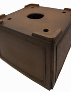 Suzuki Suzan Hand Carved Square Unglazed Bonsai Pot 16"