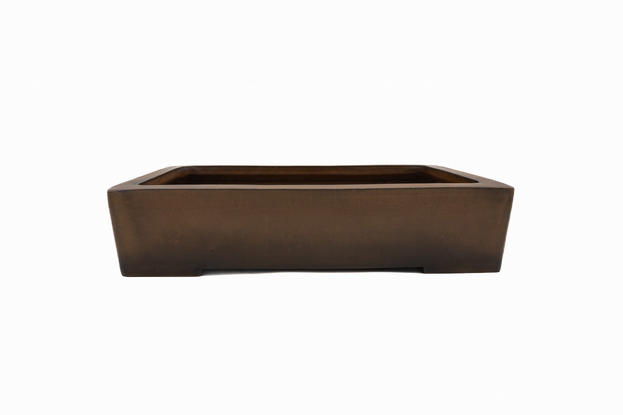 Large Rectangular Unglazed Japanese Bonsai Pot – Suzuki Suzan Kiln, Chop Mark, Vintage Bold Form with Smooth Corners