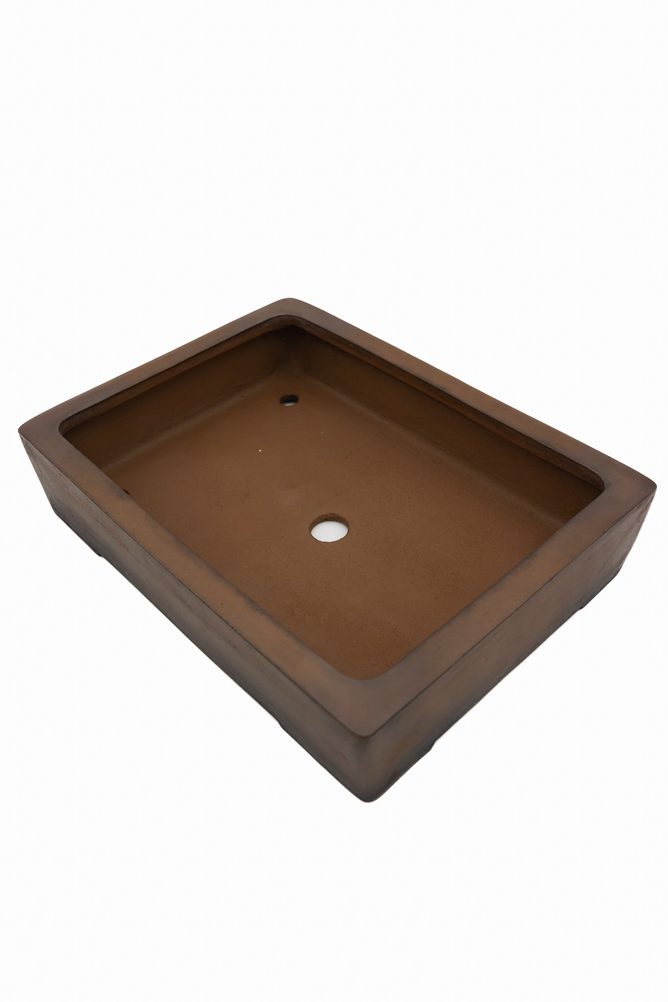 Large Rectangular Unglazed Japanese Bonsai Pot – Suzuki Suzan Kiln, Chop Mark, Vintage Bold Form with Smooth Corners
