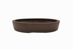 Large Oval Unglazed Japanese Bonsai Pot – Suzuki Suzan Kiln, Chop, Hand Placed Rivets, Smooth Finish, Bold Form