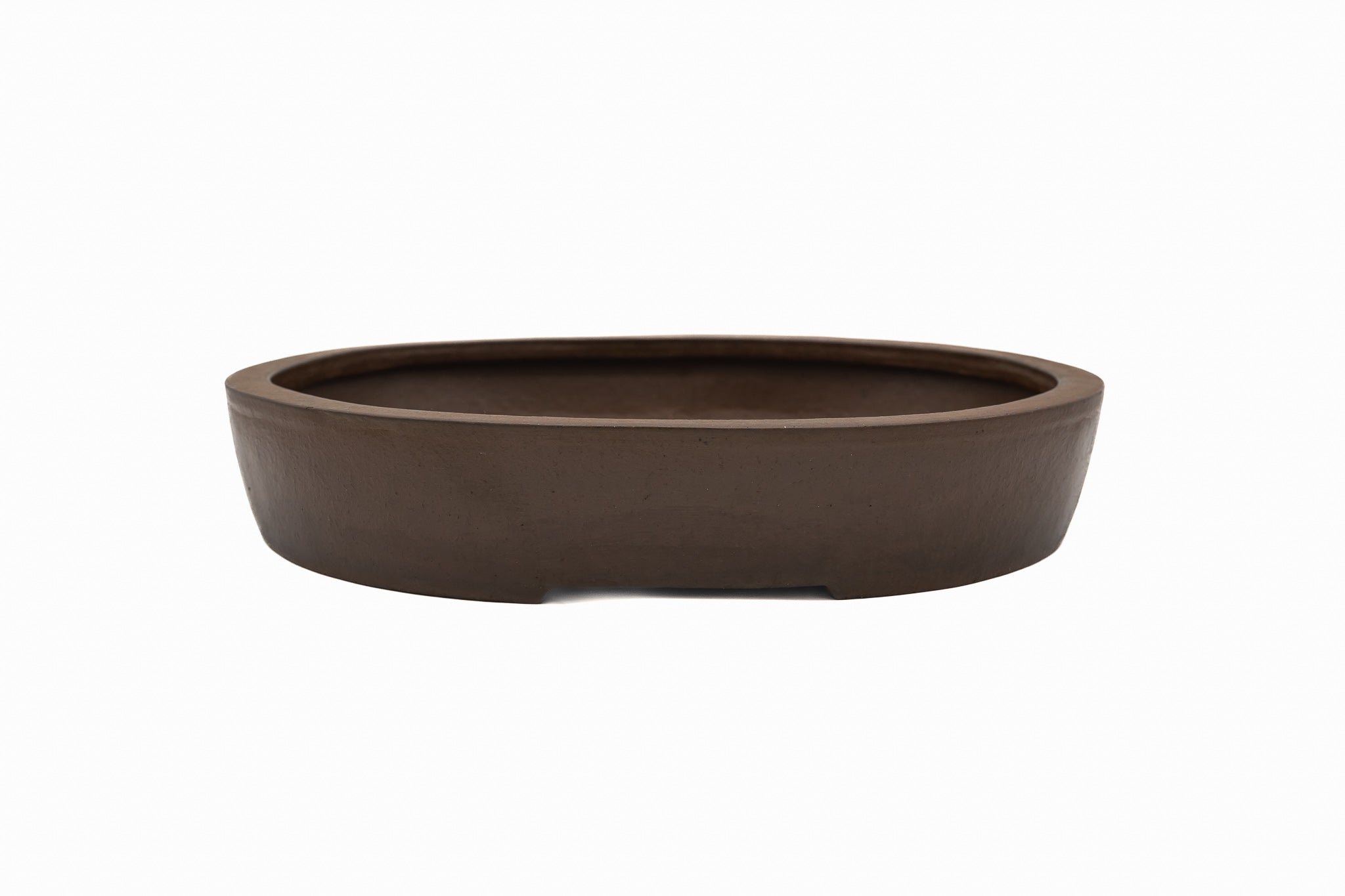 Large Oval Unglazed Japanese Bonsai Pot – Suzuki Suzan Kiln, Chop, Hand Placed Rivets, Smooth Finish, Bold Form