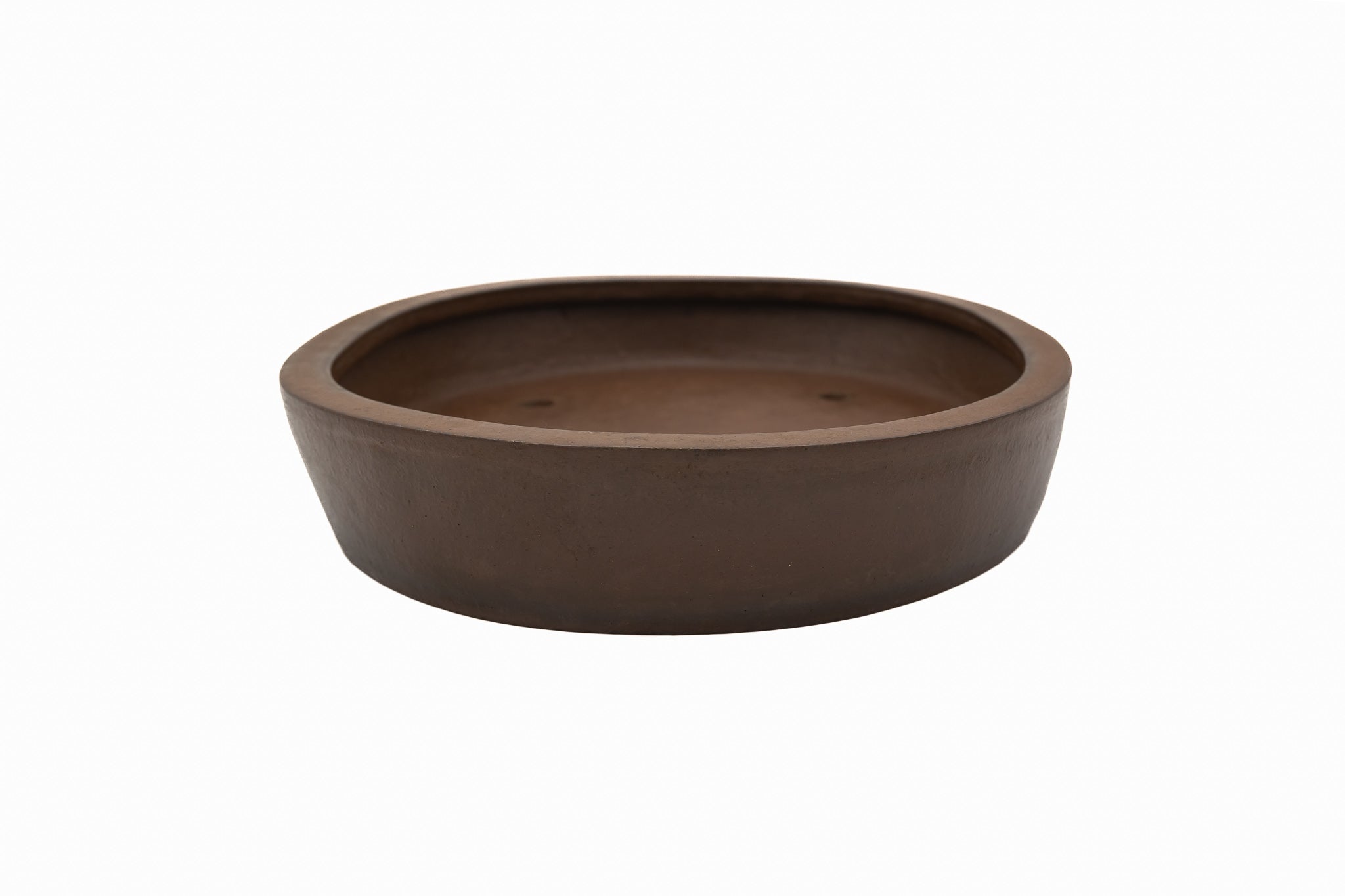 Large Oval Unglazed Japanese Bonsai Pot – Suzuki Suzan Kiln, Chop, Hand Placed Rivets, Smooth Finish, Bold Form