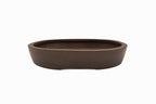 Large Oval Unglazed Japanese Bonsai Pot – Suzuki Suzan Kiln, Chop, Hand Placed Rivets, Smooth Finish, Bold Form