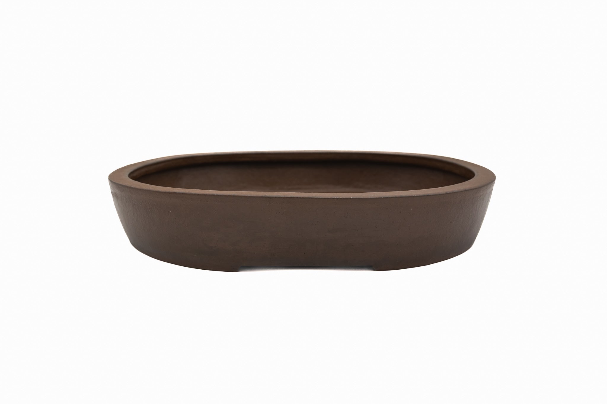 Large Oval Unglazed Japanese Bonsai Pot – Suzuki Suzan Kiln, Chop, Hand Placed Rivets, Smooth Finish, Bold Form