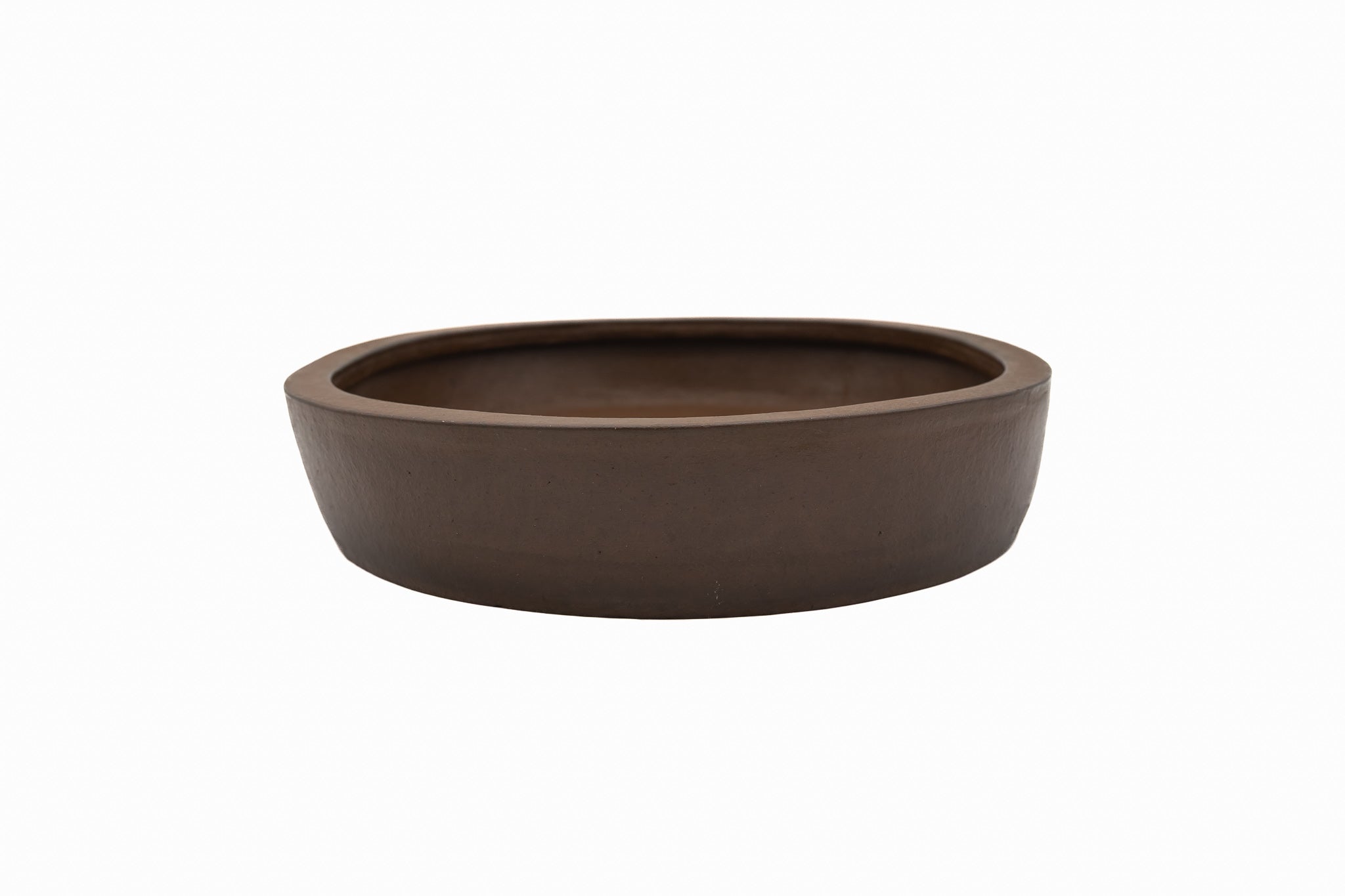 Large Oval Unglazed Japanese Bonsai Pot – Suzuki Suzan Kiln, Chop, Hand Placed Rivets, Smooth Finish, Bold Form