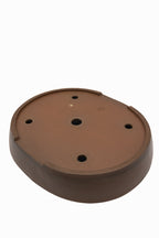 Large Oval Unglazed Japanese Bonsai Pot – Suzuki Suzan Kiln, Chop, Hand Placed Rivets, Smooth Finish, Bold Form