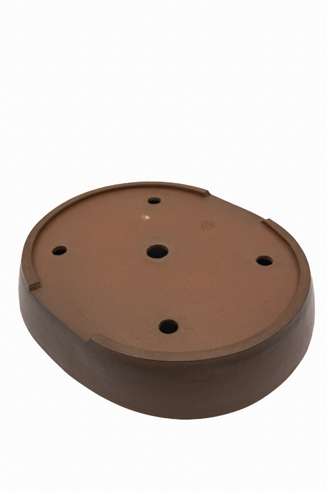 Large Oval Unglazed Japanese Bonsai Pot – Suzuki Suzan Kiln, Chop, Hand Placed Rivets, Smooth Finish, Bold Form