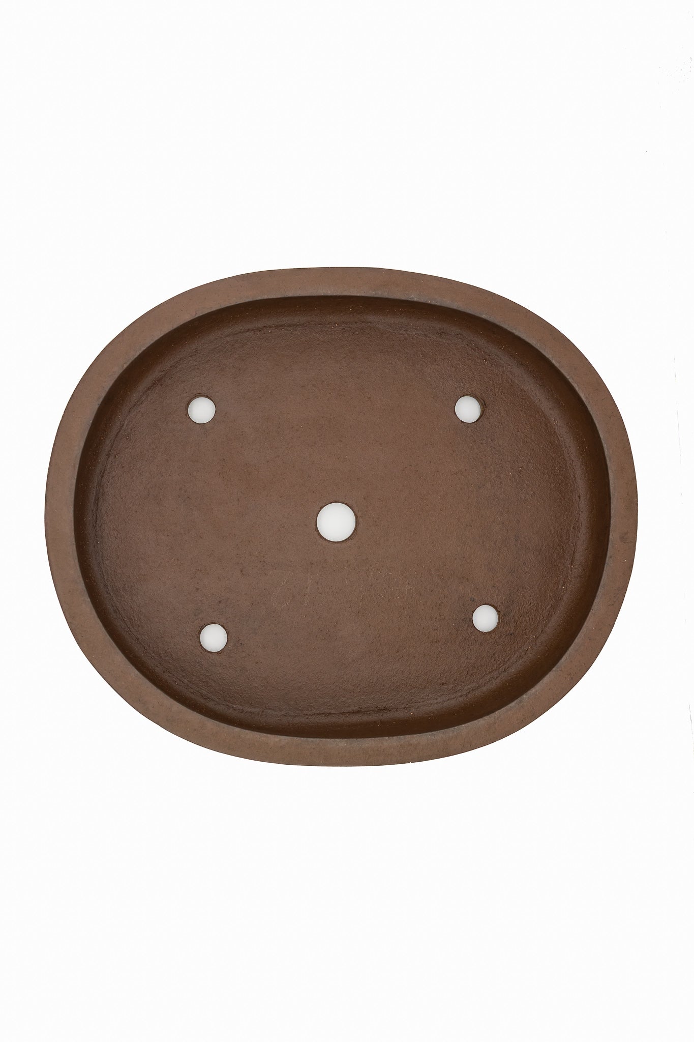 Large Oval Unglazed Japanese Bonsai Pot – Suzuki Suzan Kiln, Chop, Hand Placed Rivets, Smooth Finish, Bold Form