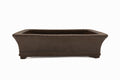 Large Rectangular Unglazed Japanese Bonsai Pot – Suzuki Suzan Kiln, Chop Signature, Flat Rim, Bottom Border