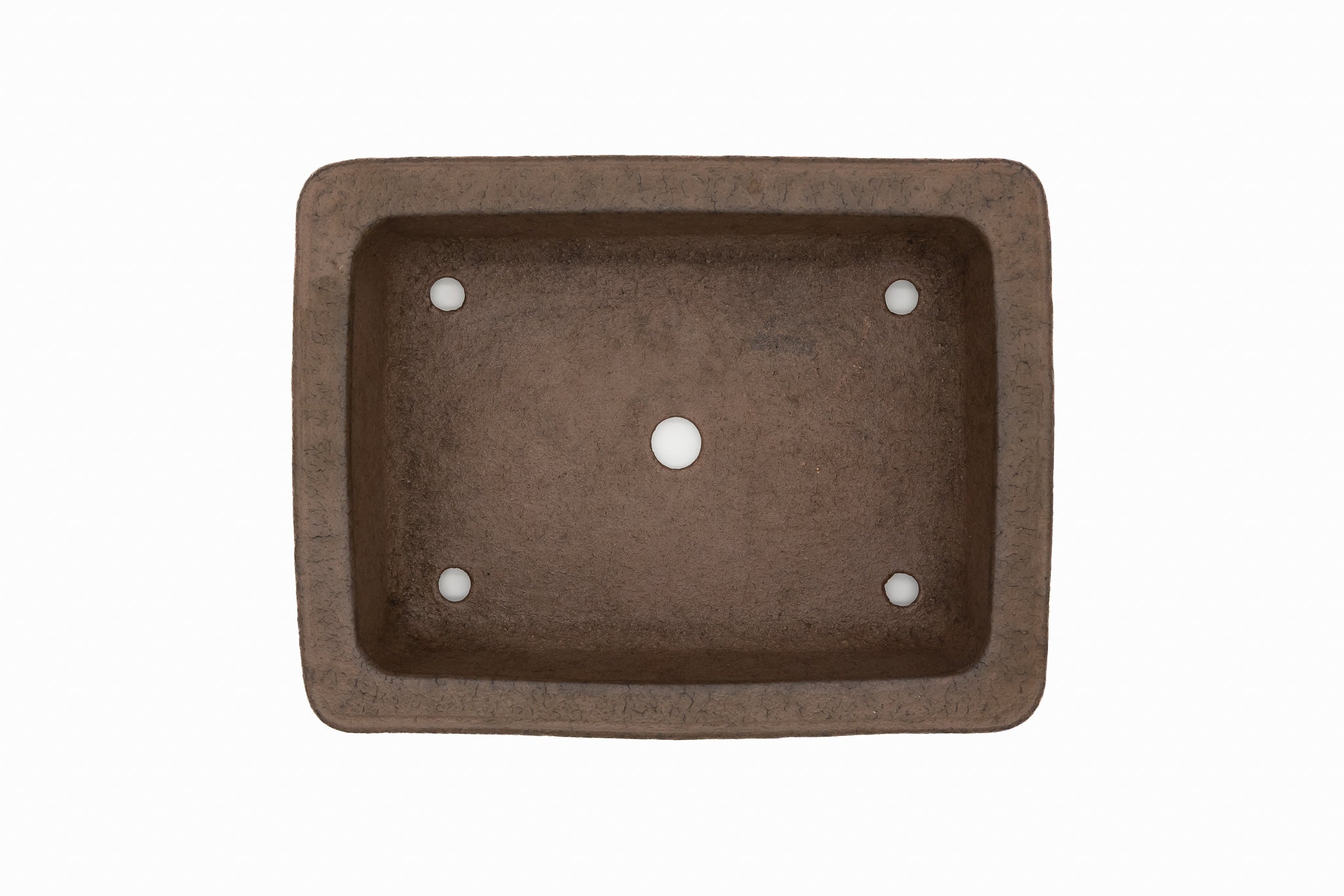 Large Rectangular Unglazed Japanese Bonsai Pot – Suzuki Suzan Kiln, Chop Signature, Flat Rim, Bottom Border