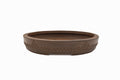 Large Rectangular Unglazed Japanese Bonsai Pot – Suzuki Suzan Kiln, Heavy Patina, Flat Rim, Smooth Texture, Square Cut Feet