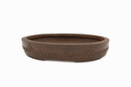 Large Rectangular Unglazed Japanese Bonsai Pot – Suzuki Suzan Kiln, Heavy Patina, Flat Rim, Smooth Texture, Square Cut Feet