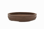 Large Rectangular Unglazed Japanese Bonsai Pot – Suzuki Suzan Kiln, Heavy Patina, Flat Rim, Smooth Texture, Square Cut Feet