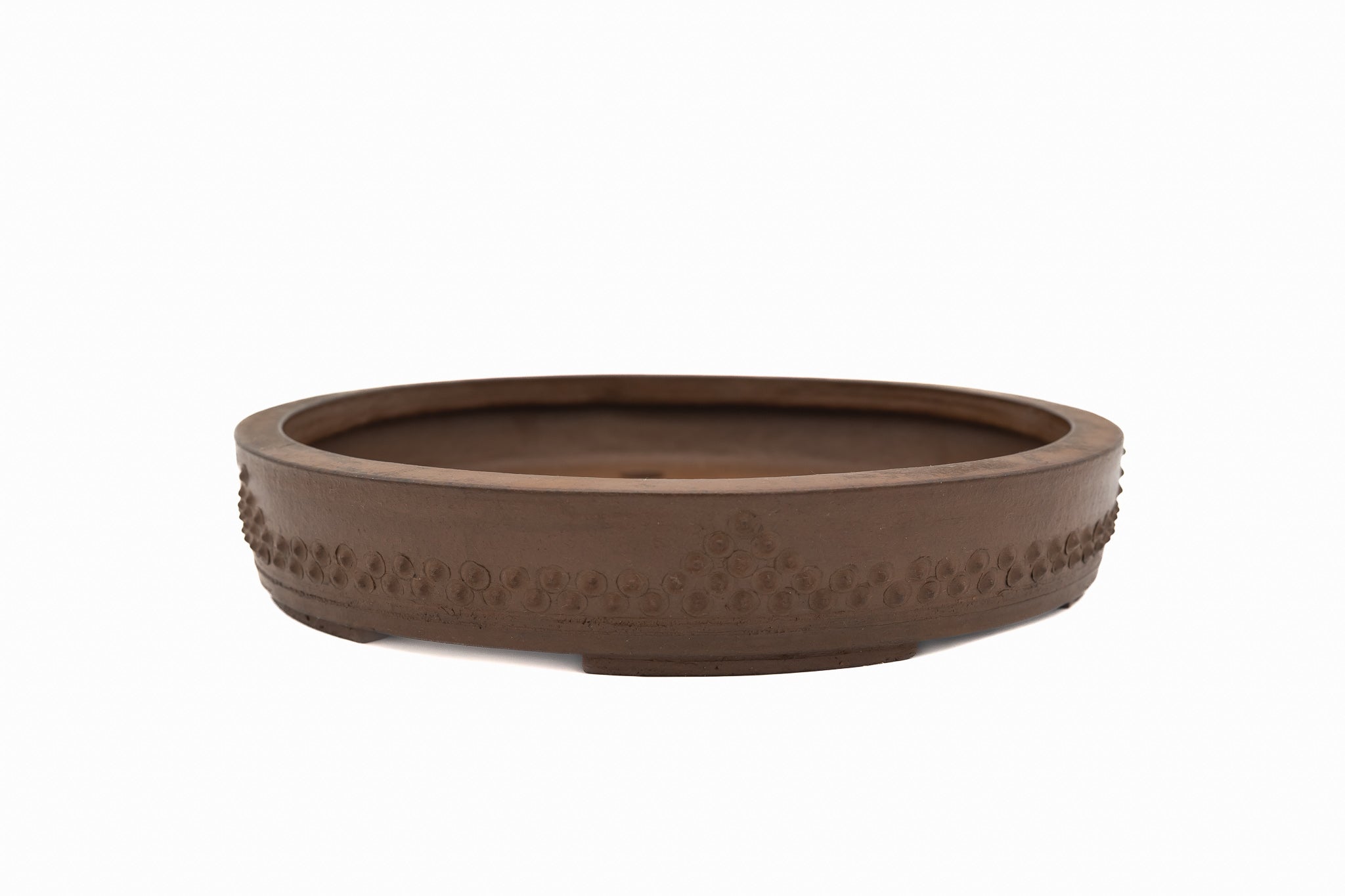 Large Rectangular Unglazed Japanese Bonsai Pot – Suzuki Suzan Kiln, Heavy Patina, Flat Rim, Smooth Texture, Square Cut Feet