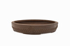 Large Rectangular Unglazed Japanese Bonsai Pot – Suzuki Suzan Kiln, Heavy Patina, Flat Rim, Smooth Texture, Square Cut Feet