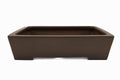 Large Rectangular Unglazed Gyouzan Japanese Bonsai Pot – Nail Signed, Bold Form, Hand Placed Rivets, Smooth Heavy Patina