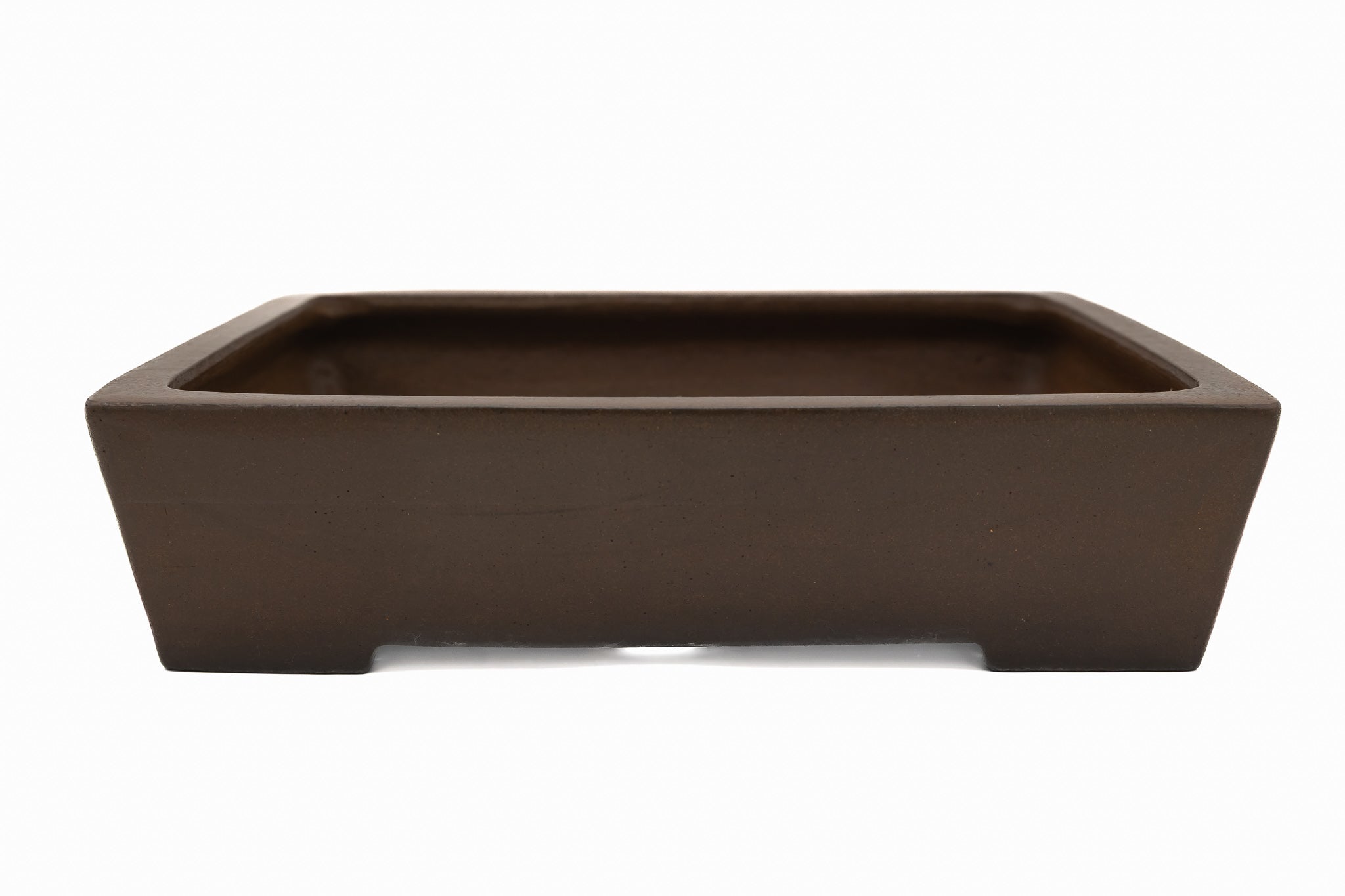 Large Rectangular Unglazed Gyouzan Japanese Bonsai Pot – Nail Signed, Bold Form, Hand Placed Rivets, Smooth Heavy Patina