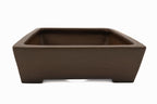 Large Rectangular Unglazed Gyouzan Japanese Bonsai Pot – Nail Signed, Bold Form, Hand Placed Rivets, Smooth Heavy Patina