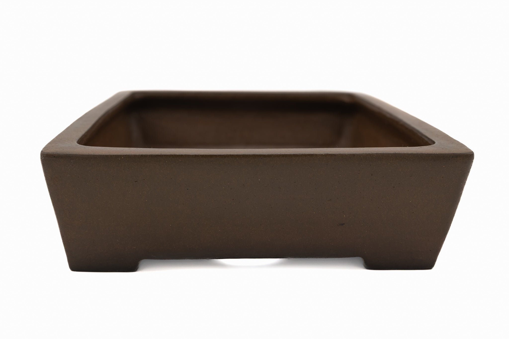 Large Rectangular Unglazed Gyouzan Japanese Bonsai Pot – Nail Signed, Bold Form, Hand Placed Rivets, Smooth Heavy Patina