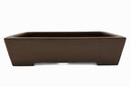 Large Rectangular Unglazed Gyouzan Japanese Bonsai Pot – Nail Signed, Bold Form, Hand Placed Rivets, Smooth Heavy Patina