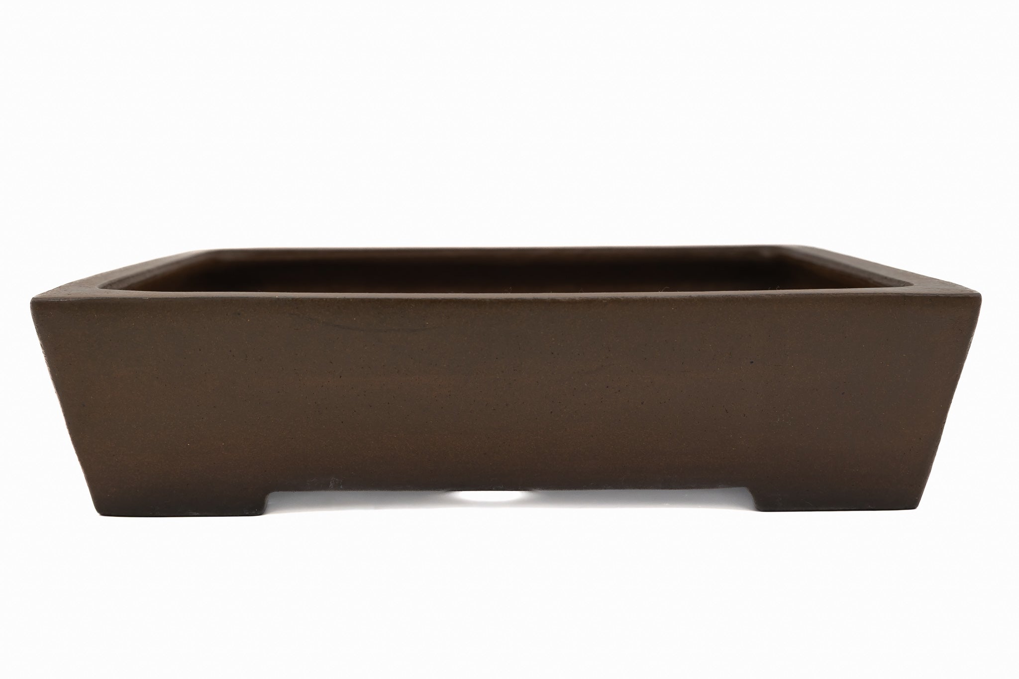 Large Rectangular Unglazed Gyouzan Japanese Bonsai Pot – Nail Signed, Bold Form, Hand Placed Rivets, Smooth Heavy Patina
