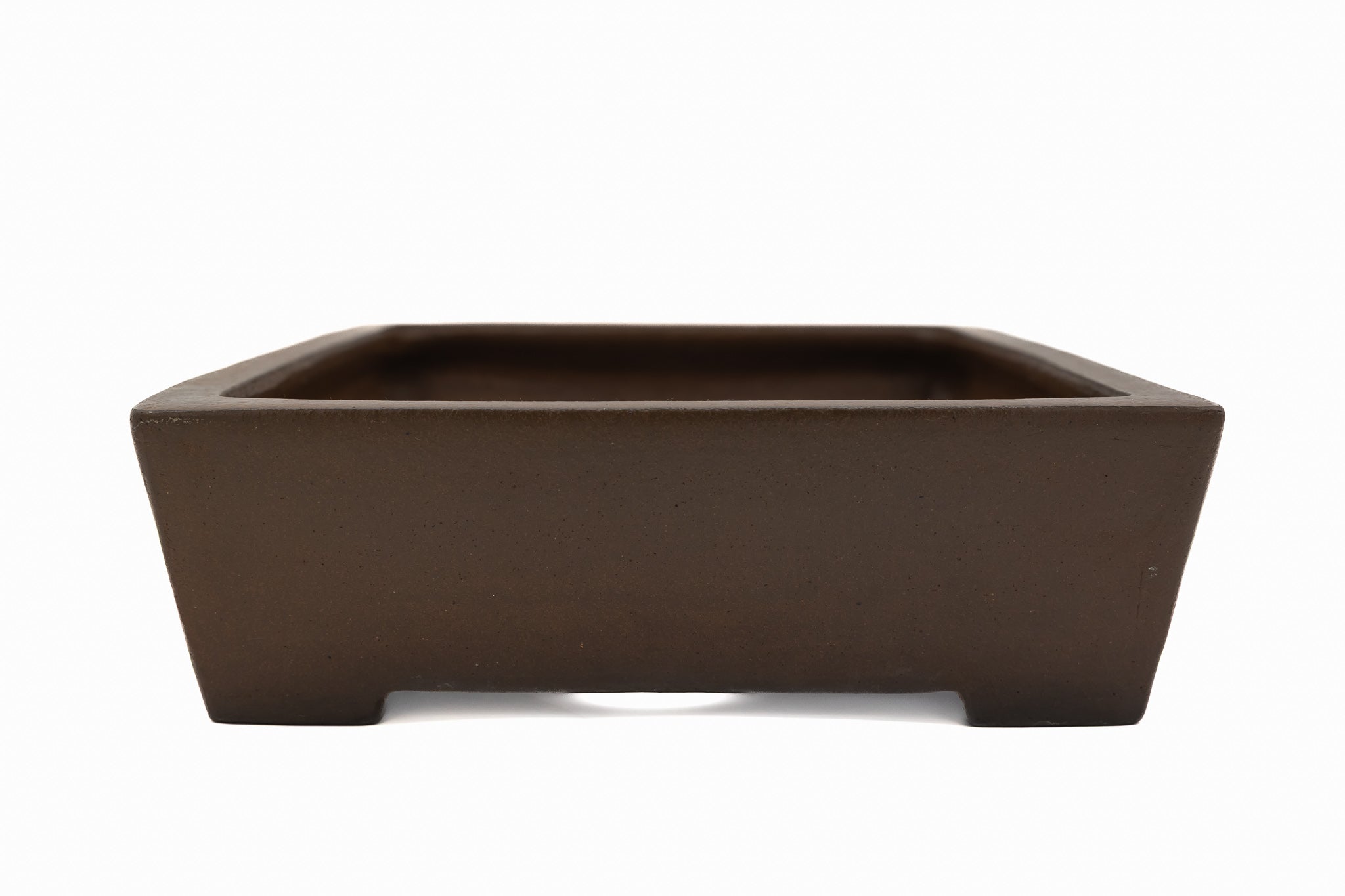 Large Rectangular Unglazed Gyouzan Japanese Bonsai Pot – Nail Signed, Bold Form, Hand Placed Rivets, Smooth Heavy Patina