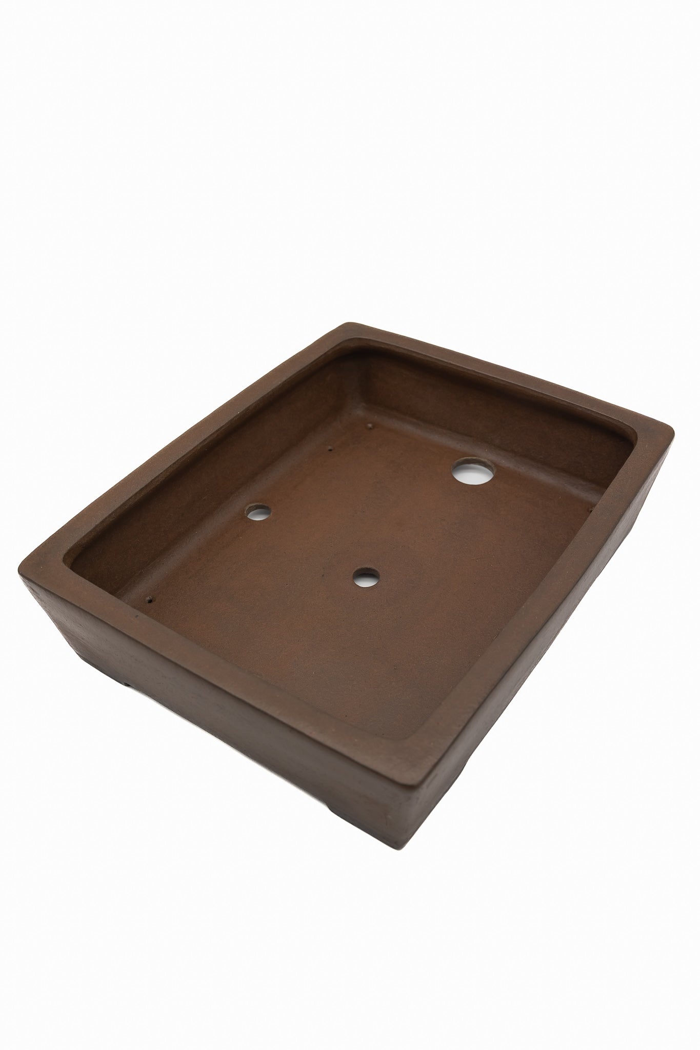 Large Rectangular Unglazed Gyouzan Japanese Bonsai Pot – Nail Signed, Bold Form, Hand Placed Rivets, Smooth Heavy Patina