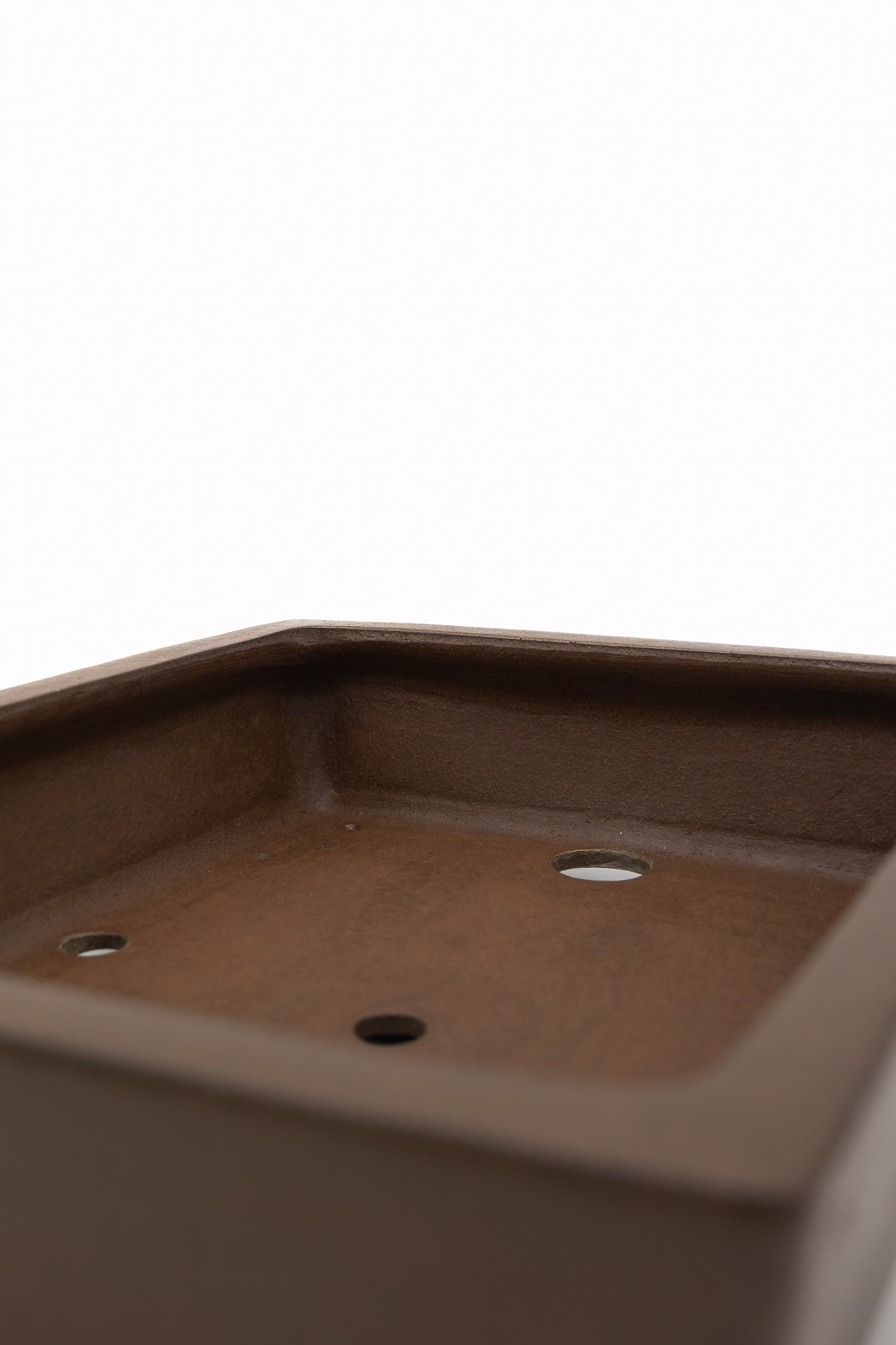 Large Rectangular Unglazed Gyouzan Japanese Bonsai Pot – Nail Signed, Bold Form, Hand Placed Rivets, Smooth Heavy Patina