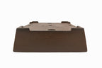 Large Rectangular Unglazed Gyouzan Japanese Bonsai Pot – Nail Signed, Bold Form, Hand Placed Rivets, Smooth Heavy Patina