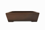 Large Rectangular Unglazed Japanese Bonsai Pot – Gyouzan Kiln, Nail Signature, Hand Formed Flat Rim, Smooth Finish