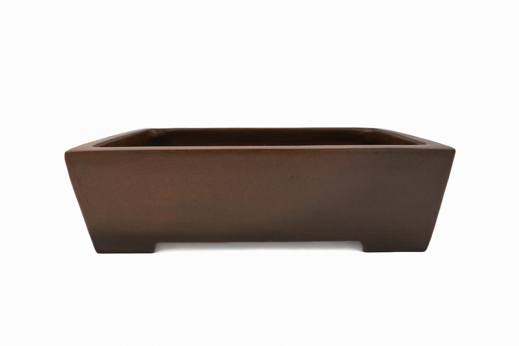 Large Rectangular Unglazed Japanese Bonsai Pot – Gyouzan Kiln, Nail Signature, Hand Formed Flat Rim, Smooth Finish