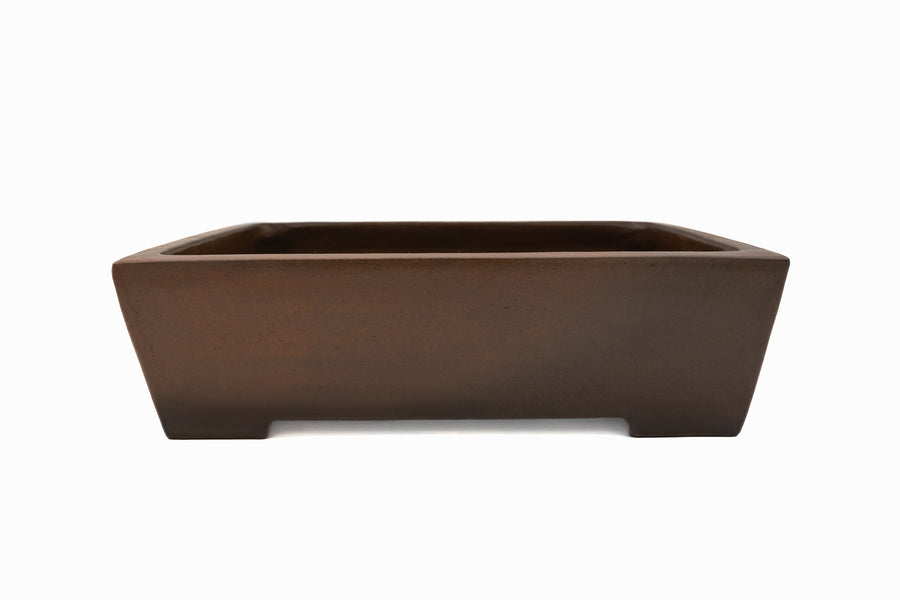 19.5x16x6 Inch Gyouzan Rectangle Bonsai Pot #295 – Flat Rim, Unglazed, Nail Signed