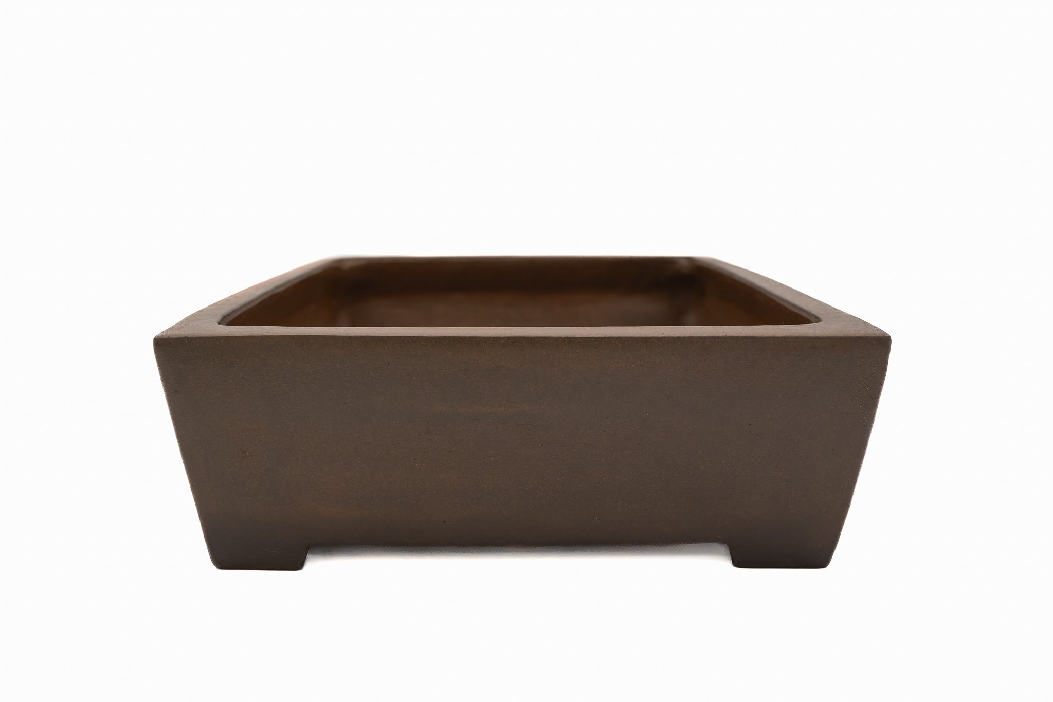 Large Rectangular Unglazed Japanese Bonsai Pot – Gyouzan Kiln, Nail Signature, Hand Formed Flat Rim, Smooth Finish