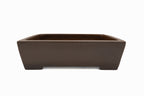 Large Rectangular Unglazed Japanese Bonsai Pot – Gyouzan Kiln, Nail Signature, Hand Formed Flat Rim, Smooth Finish