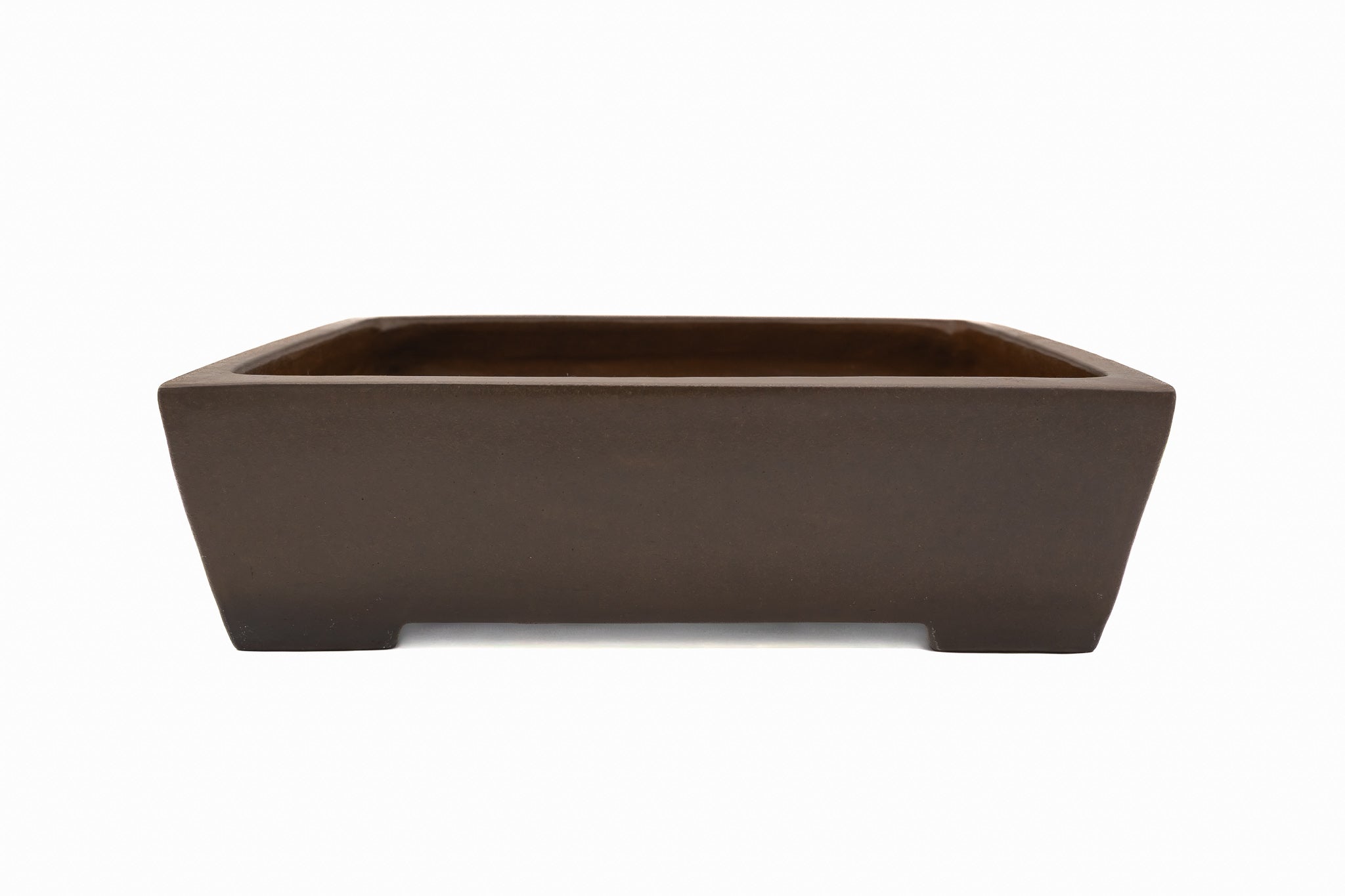 Large Rectangular Unglazed Japanese Bonsai Pot – Gyouzan Kiln, Nail Signature, Hand Formed Flat Rim, Smooth Finish