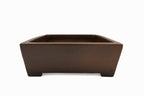 Large Rectangular Unglazed Japanese Bonsai Pot – Gyouzan Kiln, Nail Signature, Hand Formed Flat Rim, Smooth Finish