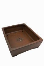 Large Rectangular Unglazed Japanese Bonsai Pot – Gyouzan Kiln, Nail Signature, Hand Formed Flat Rim, Smooth Finish