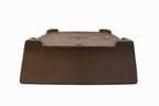 Large Rectangular Unglazed Japanese Bonsai Pot – Gyouzan Kiln, Nail Signature, Hand Formed Flat Rim, Smooth Finish