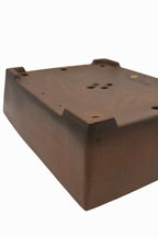 Large Rectangular Unglazed Japanese Bonsai Pot – Gyouzan Kiln, Nail Signature, Hand Formed Flat Rim, Smooth Finish
