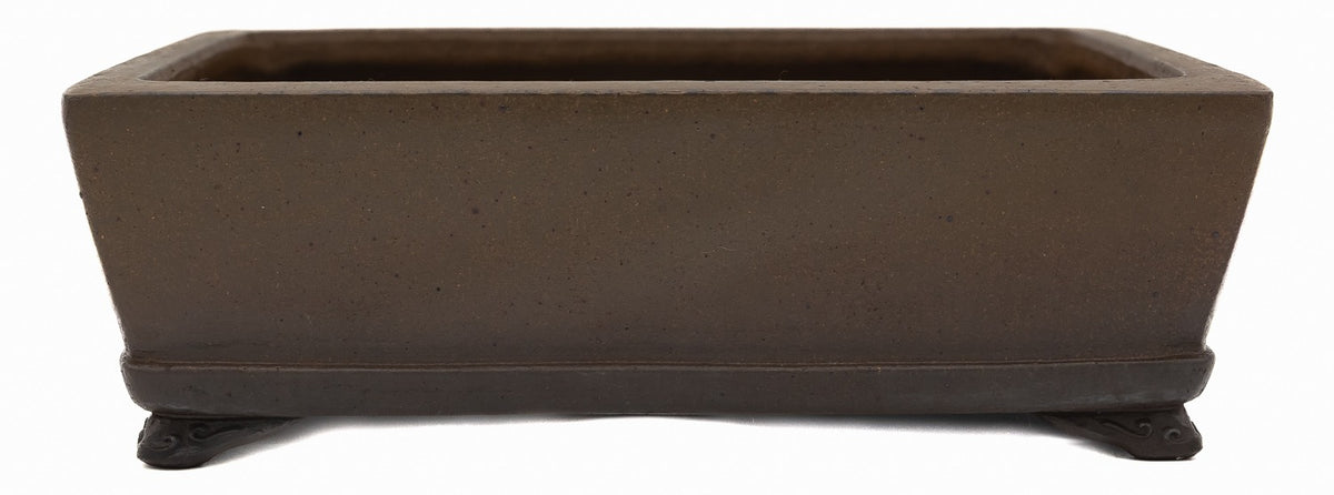 Nakano Yokizou 1st Gen Gyouzan Unglazed Rectangle Bonsai Pot 11.5"