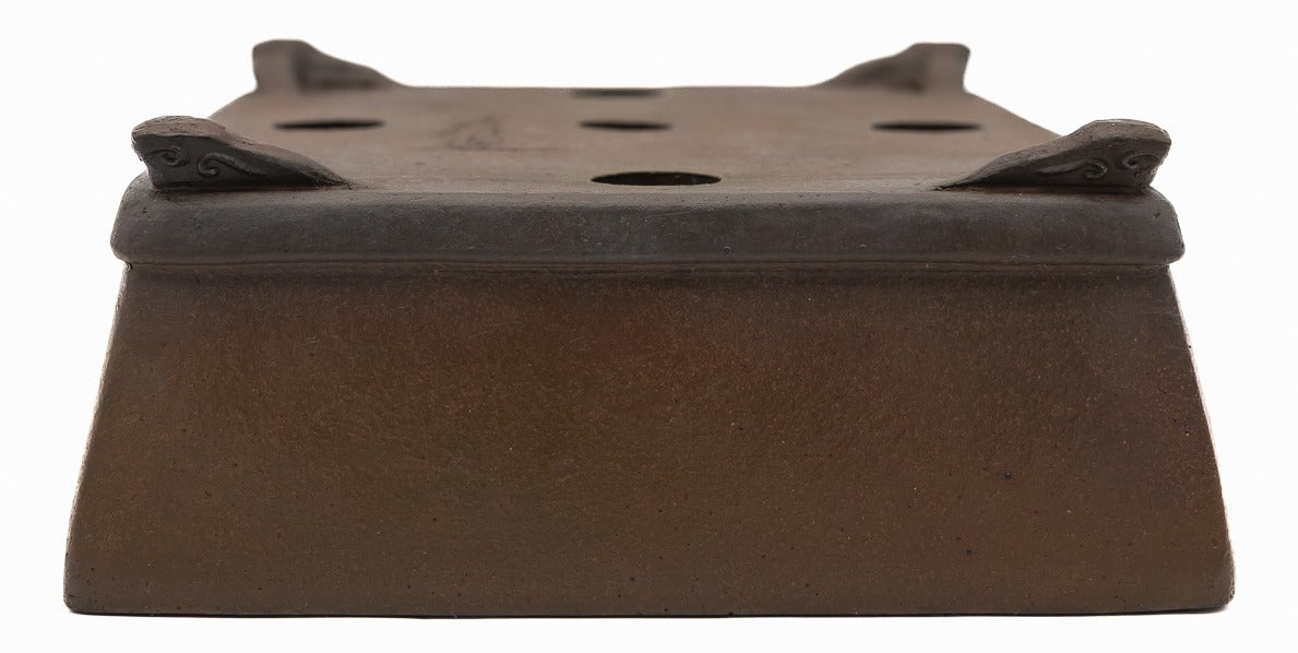 Nakano Yokizou 1st Gen Gyouzan Unglazed Rectangle Bonsai Pot 11.5"